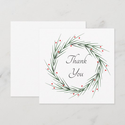 Waterverf Pijnnaalden en bessen Warm Bedankkaart (Voorkant / Achterkant)