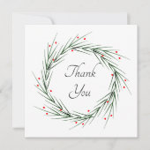 Waterverf Pijnnaalden en bessen Warm Bedankkaart (Voorkant)