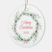 Waterverf Pijnnaalden en bessen Warm Keramisch Ornament (Links)