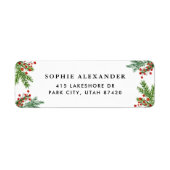 Waterverf Pijnnaalden en Holly Borders Holiday Etiket (Voorkant)