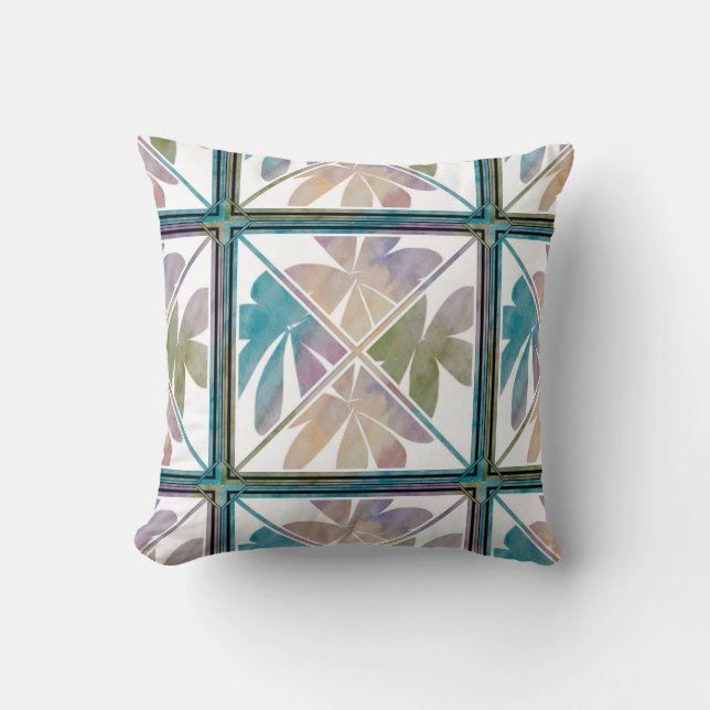 Waterverf Pillow Flowers Kussen (Voorkant)