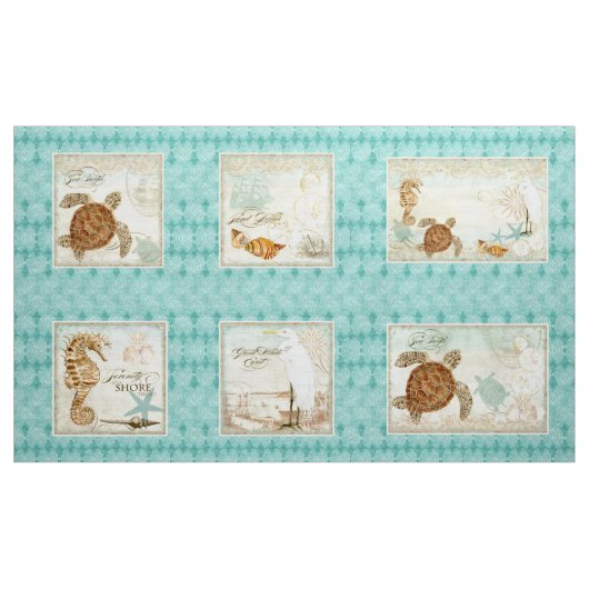 Waterverf Pillow Panel Seashore Beach Style Stof (Yard (91,4 cm))