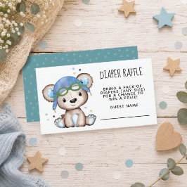Waterverf Piloot Teddybeer Luier Raffle Informatiekaartje