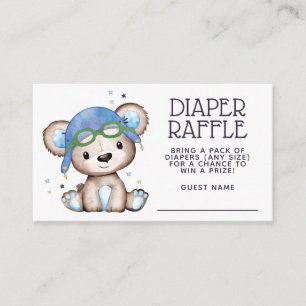 Waterverf Pilot Teddy Bear Diaper Raffle Informatiekaartje