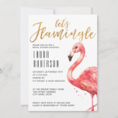 Waterverf Pin Let's Flamingle Gold Vrijgezellenfee Kaart (Voorkant)