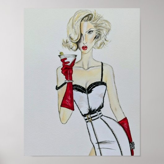 Waterverf  Pin-Up Model Mode Poster (Voorkant)