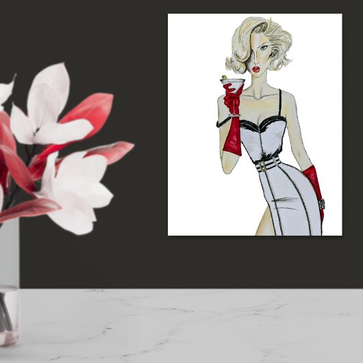 Waterverf  Pin-Up Model Mode Poster