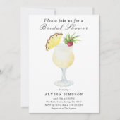 Waterverf Pina Colada Cocktail Bruidsfeest Kaart (Voorkant)