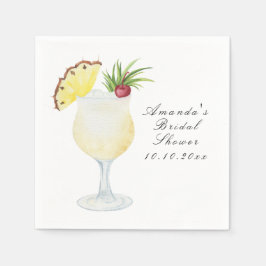 Waterverf Pina Colada Cocktail Bruidsfeest Servet