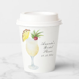 Waterverf Pina Colada Cocktail Bruidsmeisje Feest Papieren Bekers
