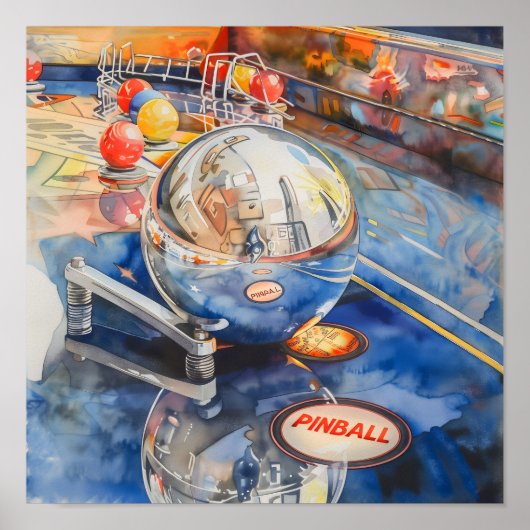 Waterverf Pinball Playfield Poster 5 (Voorkant)