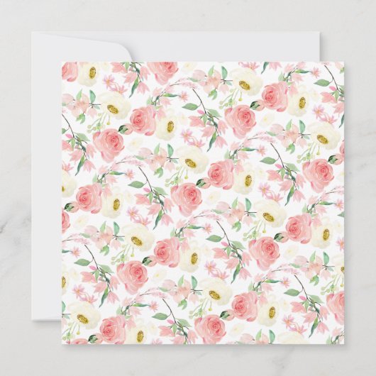 Waterverf pinda's Floral Wreath Baby Tea Shower Kaart (Achterkant)