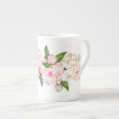 Waterverf pinda's in zachte kleuren porselein kop (Voorkant rechts)