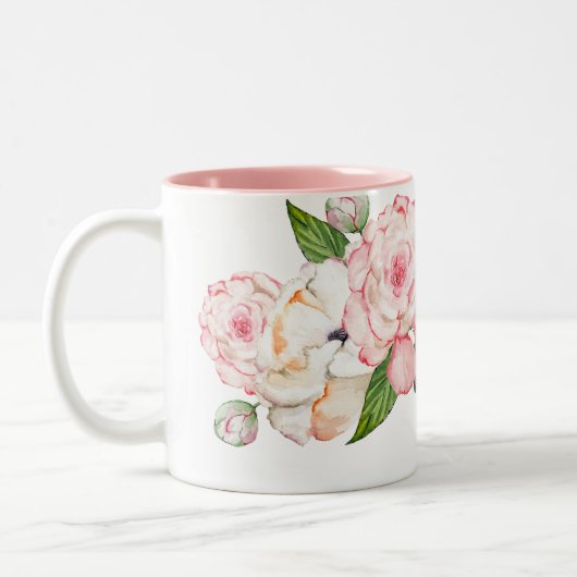 Waterverf pinda's in zachte kleuren tweekleurige koffiemok (Links)