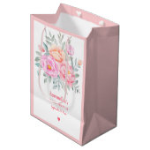 Waterverf pinda's Rozen Roze Floral Bouquet Medium Cadeauzakje (Voorkant Gekanteld)