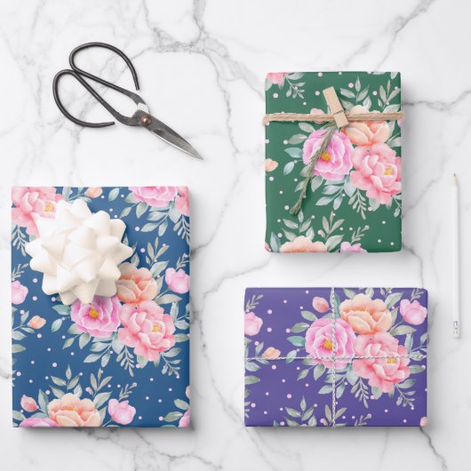 Waterverf pinda's Rozen Roze peach Inpakpapier Vel (Voorkant)