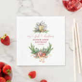 Waterverf Pine 1e kerstdag kalligrafie Servet (Insitu)