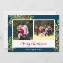 Waterverf Pine 2 Fotoblauw kerstfeest