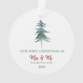 Waterverf Pine behandelt onze eerste kerstvakantie Ornament (voorkant)