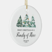 Waterverf Pine bomen kerstfamilie van drie  Keramisch Ornament (Rechts)