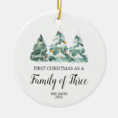Waterverf Pine bomen kerstfamilie van drie  Keramisch Ornament (Voorkant)
