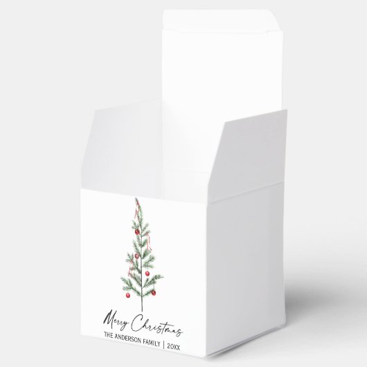 Waterverf Pine Boom Calligrafie Inkt Kerstmis Bedankdoosjes (Geopend)