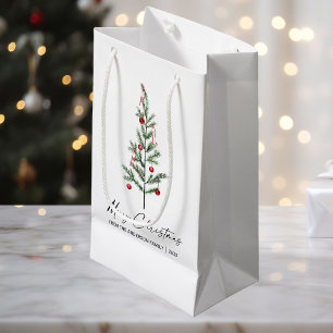 Waterverf Pine Boom Calligrafie Inkt Kerstmis Klein Cadeauzakje