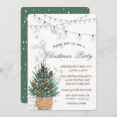 Waterverf Pine-boom, Pine-kerst Kaart (Voorkant / Achterkant)