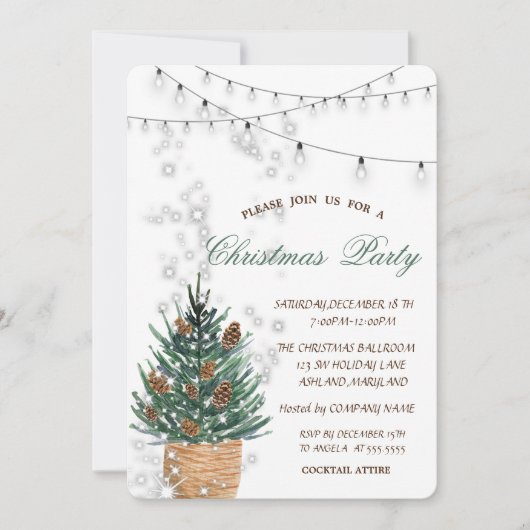 Waterverf Pine-boom, Pine-kerst Kaart (Voorkant)