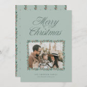 Waterverf Pine Border Kerstkaart (Voorkant / Achterkant)