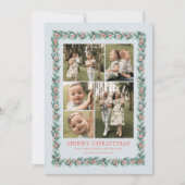 Waterverf Pine Border Multi Foto Kerst Kaart (Voorkant)