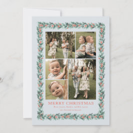 Waterverf Pine Border Multi Foto Kerst Kaart