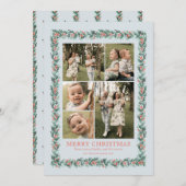 Waterverf Pine Border Multi Foto Kerst Kaart (Voorkant / Achterkant)