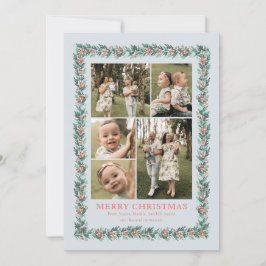 Waterverf Pine Border Multi Foto Kerst Kaart