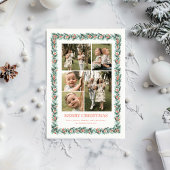 Waterverf Pine Border Multi Foto Kerst Kaart