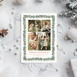 Waterverf Pine Border Multi Foto Kerst Kaart