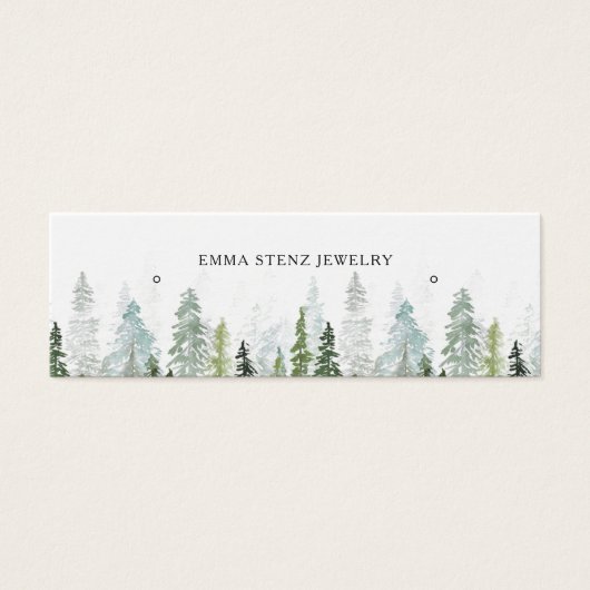 Waterverf Pine Bossen die Hoops Stud Mini Kaart ve (Voorkant)