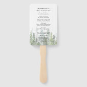Waterverf Pine Bossen Forest Wedding Programme Handwaaier (Achterkant)
