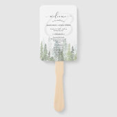 Waterverf Pine Bossen Forest Wedding Programme Handwaaier (Voorkant)