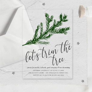 Waterverf Pine Bough Tree Trimming Party Acryl Uitnodigingen