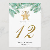 Waterverf Pine Bough Winter Trouwtafel Nummer Kaart (Achterkant)