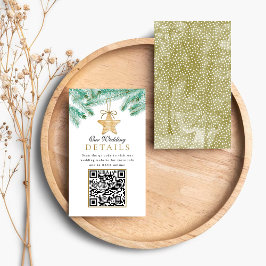 Waterverf Pine Boughs Kerst Winter Wedding QR Informatiekaartje