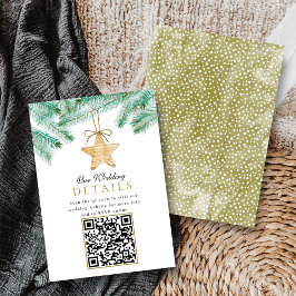 Waterverf Pine Boughs Kerst Winter Wedding QR Informatiekaartje