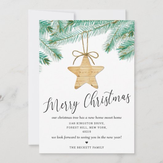 Waterverf Pine Boughs New Home Feestdagenkaart (Voorkant)