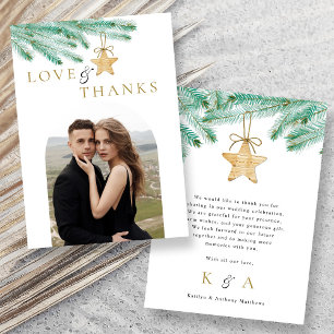 Waterverf Pine Boughs Winter Wedding Foto Bedankkaart