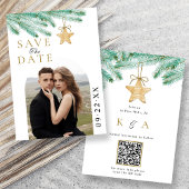 Waterverf Pine Boughs Winter Wedding Foto Save The Date