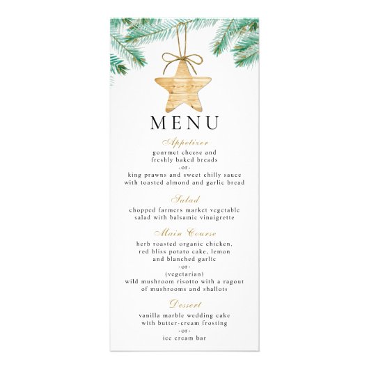 Waterverf Pine Boughs Winter Wedding Menu Kaarten (Voorkant)