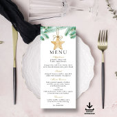 Waterverf Pine Boughs Winter Wedding Menu Kaarten