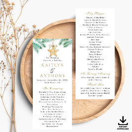 Waterverf Pine Boughs Winter Wedding Programma
