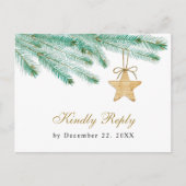 Waterverf Pine Boughs Winter Wedding RSVP Briefkaart (Voorkant)